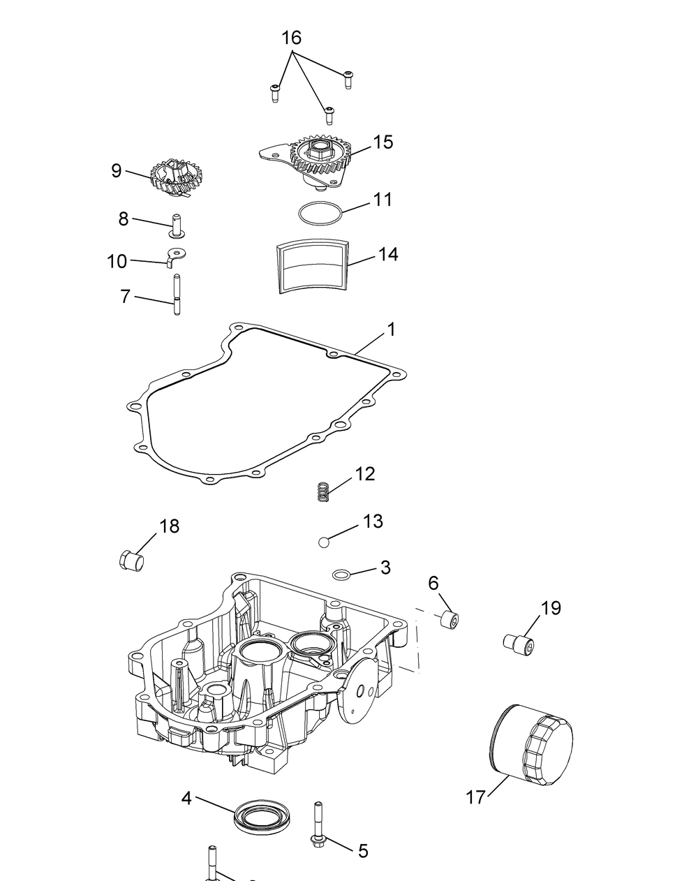 Kohler Cv732-3015 Oil Pan And Lubrication Diagram and Parts List for Z-FORCELZ60 (53AGD-53AGD050)(2015) Cub Cadet Lawn Tractor
